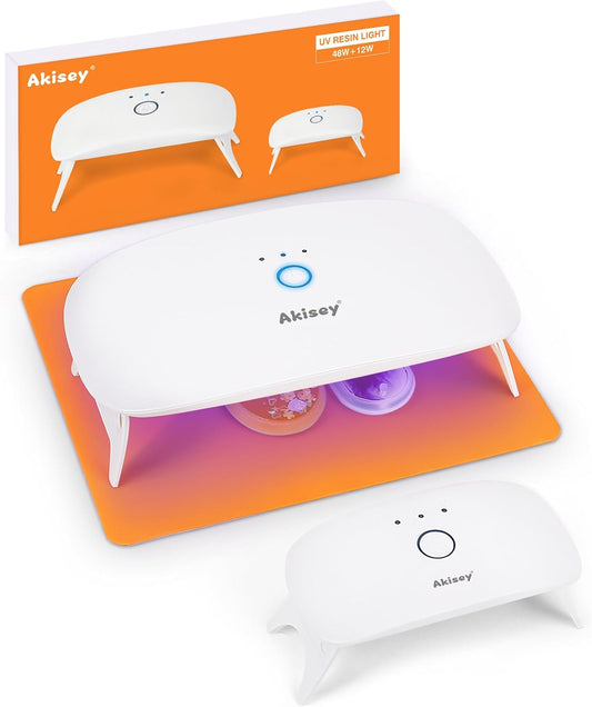 2 Pack UV Light for Resin | Large Size Foldable UV Resin Light & Portable Mini UV Resin Lamp | for Resin Molds Curing, Jewelry Making, DIY Craft, Fast Curing & Timing Function