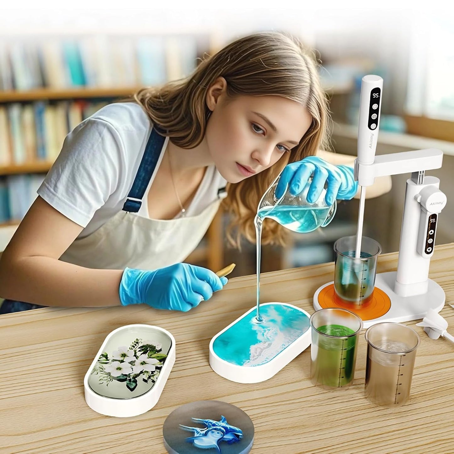 Electric Resin Mixer with Electric Stand 5-Speed Mode & Minimize Bubbles