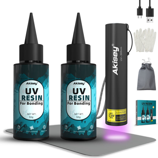 Akisey UV Resin Kit with Rechargeable UV Flashlight